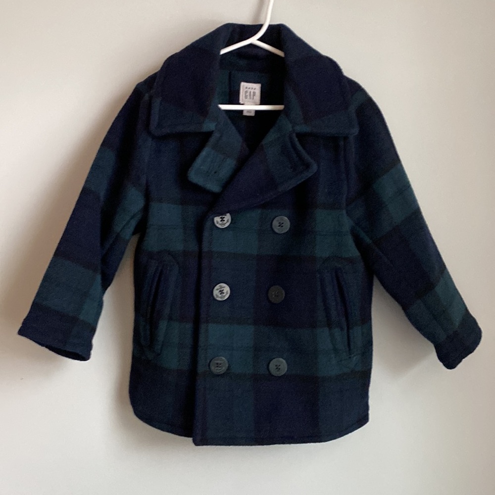 Like New BabyGap Wool Blackwatch Peacoat, 4T